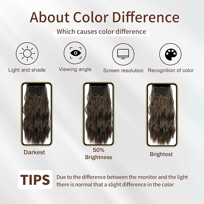 Clip in Hair Extensions for Women - 20 Inch Long Wavy Brown Extensions, 6PCS Chestnut Brown Hairpieces that Blend Naturally with Your Real Hair (20 Inch, Chestnut Brown)