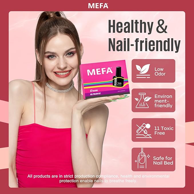MEFA Jelly Gel Nail Polish Set, 12 Colors Jelly Red Glitter Gel Polish Set Nude Pink Milky White Nail Polish Gel Neutral Transparent Sheer Red Gel Nail Gifts for Women Girl DIY Salon Home Manicure