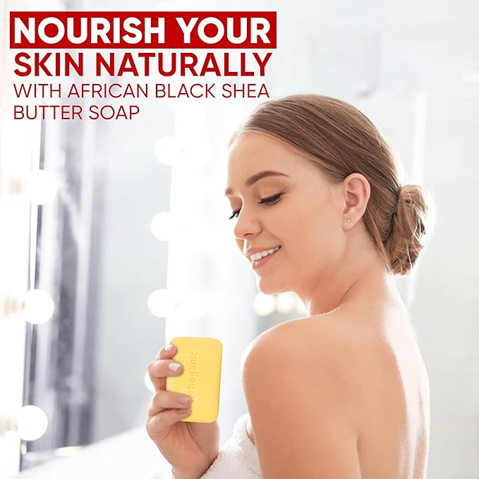 African black soap with Shea butter Herbal Soap | Pack of 6 of 5oz soap Bar | Ideal for Men and Women, Soothing and Nourishing Soap for Moisturization