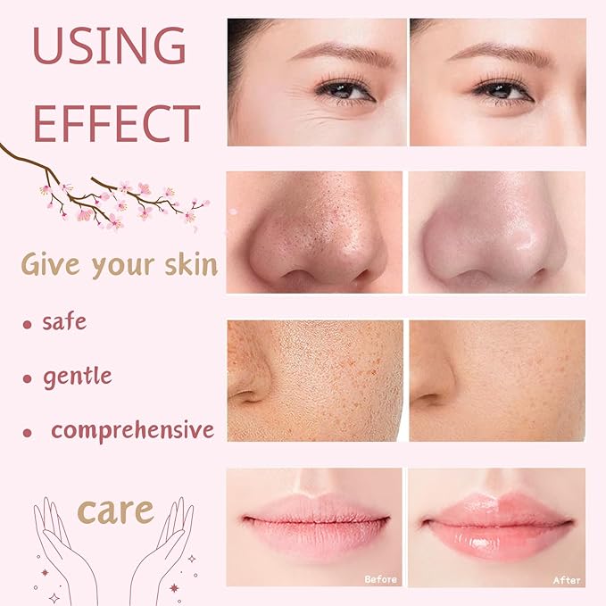 Skin Care Set Sakura Mother's Day Gifts for Mom - Skin Care for Teens 10-12 Gifts Japan - Skincare for Girls 10-12 - Gift Set for Women with Cleanser,Serum,Cream(One Size, 8PCS Sakura Scent)