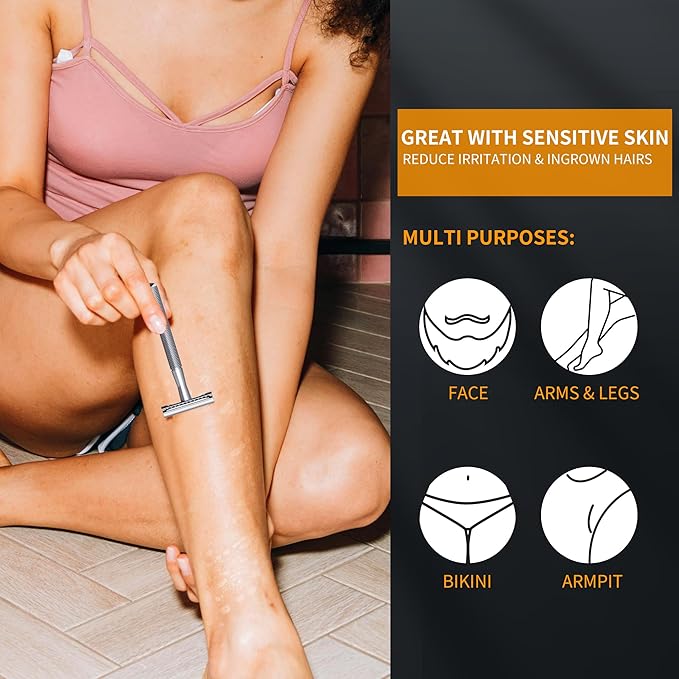 Premium 100 Count Double Edge Safety Razor Blades Refills Swedish 13C26 Stainless Steel Platinum Coated, Mild to Medium Sharpness for Smooth Shaves