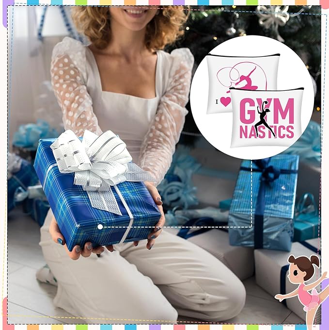 Kacctyen 20 Pcs Gymnastics Makeup Bag Inspirational Gymnastics Lover Gifts for Women Gymnast Cosmetic Bag Gymnast Stuff for Women Girls Coach Friend Coworker Birthday Party Favors