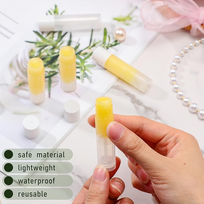 Nuanchu 500 Pcs 0.19 oz/ 5.5 ml Empty Lip Balm Tubes Round PVC Lip Gloss Tubes with Caps Lightweight Clear Balm Containers Refillable for Homemade DIY