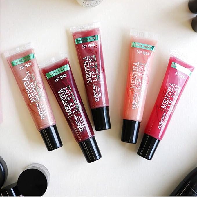 C.O. Bigelow Plum Mint Mentha Lip Tint Trio, Moisturizing Lip Balms for Dry Lips, Light Purple Tinted Gloss, Bulk Balm 3 Pack, 0.5 oz Each