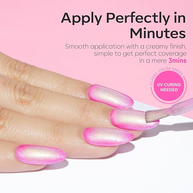 modelones Pink Glitter Gel Nail Polish Set, 6 Colors Hot Pink Tones Sparkle Pink Shades Shimmer Cat Eye for Women Girl Nail Lovers Gift Salon DIY Nail Art Gel Nail Kit