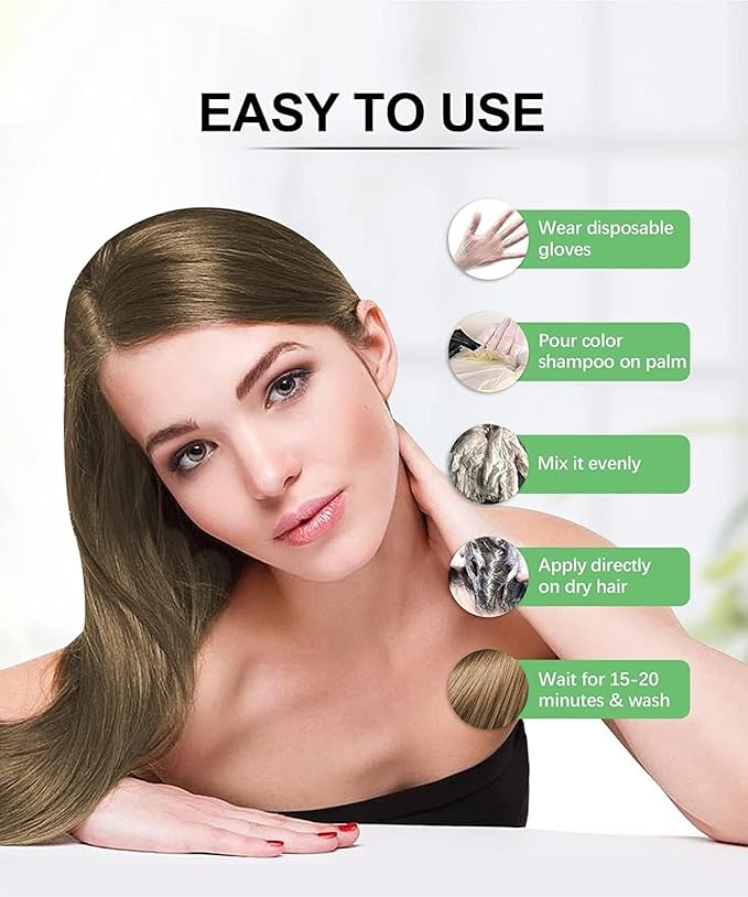 Combo Pack - Herbishh Hair Color Shampoo for Gray Hair + Argan Intense Hair Mask - Long-Lasting Color in Minutes - Stimulates Dry, Frizzy Hair - 500 Ml (Linen)