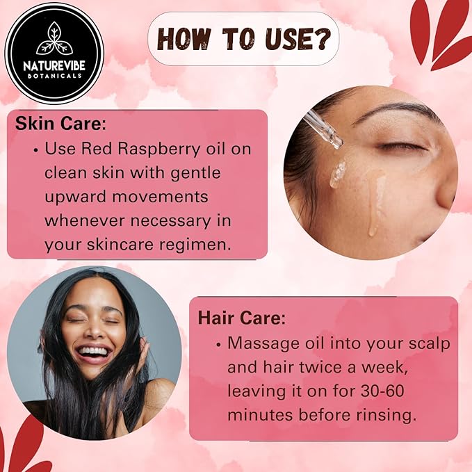 Naturevibe Botanicals Red Raspberry Oil 32 Ounces | 100% Pure and Natural | Great for Skin Care and Hair Care