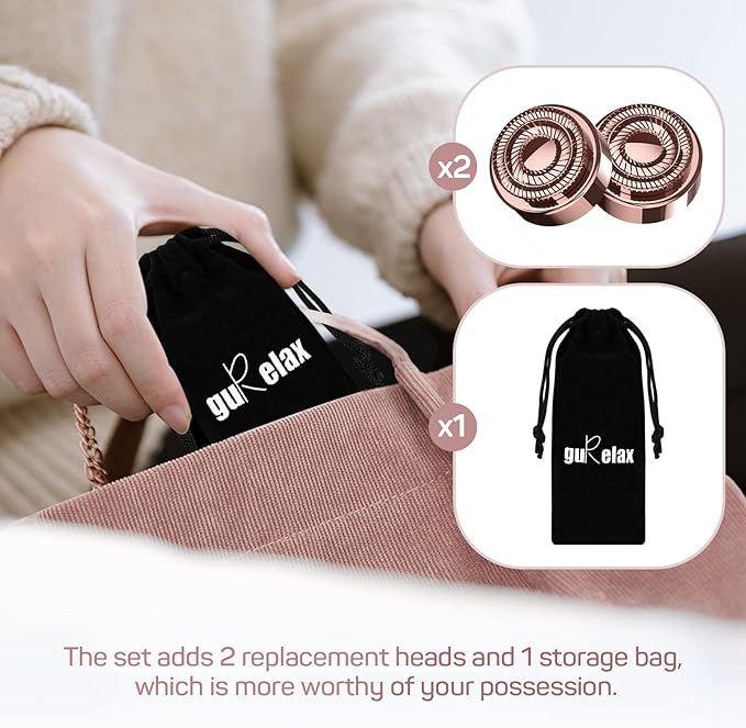 Womens Electric Razors for Facial Hair Removal - Rechargeable, 2 Replacement Heads - Painless Hair Trimmer for Lip, Mustache, Chin