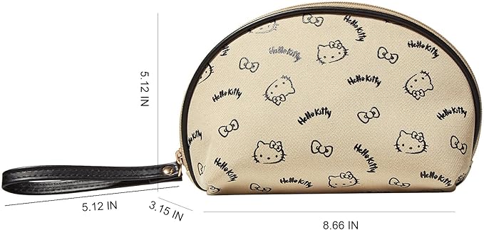 AmBealla Portable Storage Bag Cosmetic Bag for Women,Small Cute Compact Makeup Bag for Keys and Phone, Beige Cotton Organizer with Wristband,Portable Mini Bag for girls