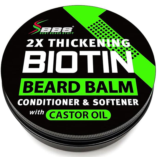 2X Thickening BIOTIN Beard Balm For Men & Mustache Wax for Beard Growth • Organic Beard Conditioner for Men & Beard Softener for Men • Beard Moisturizer for Men • Castor Oil Beard Wax for Men • USA