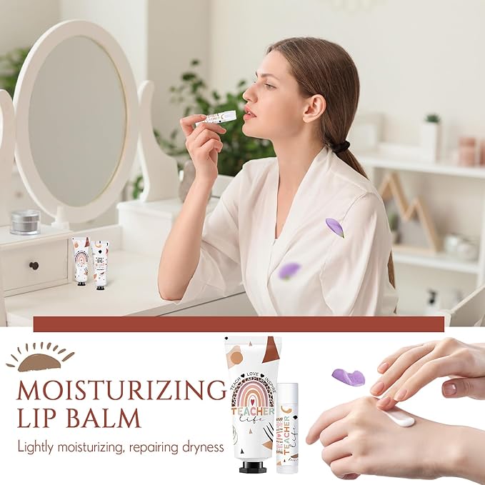 24 Sets Teacher Appreciation Gifts Include Hand Cream Lip Balm Bulk Organza Bags Thank You Tags Graduation Thank You Teacher Gifts for Women Girls Party Favors Holiday