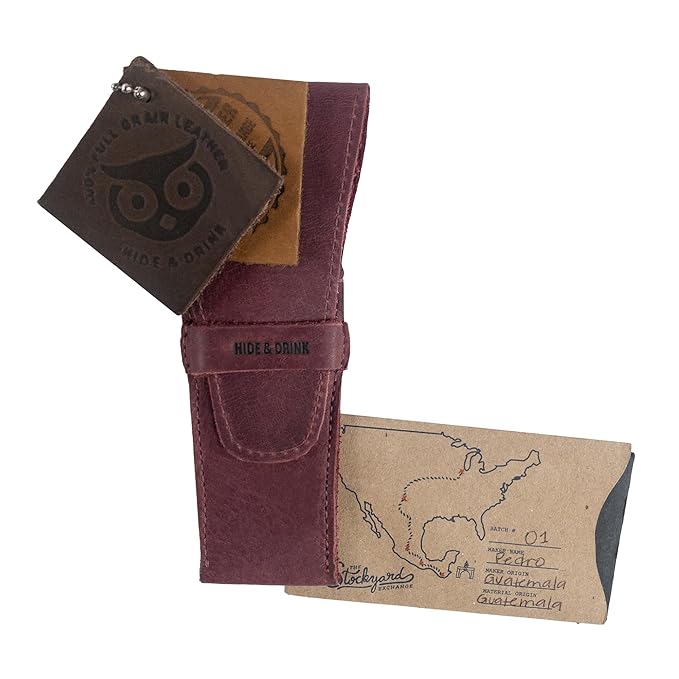 Hide & Drink, Leather Safety Razor Case, Shaving Accessories, Personal Care Essentials, Handmade Includes 101 Year Warranty (Sangria)