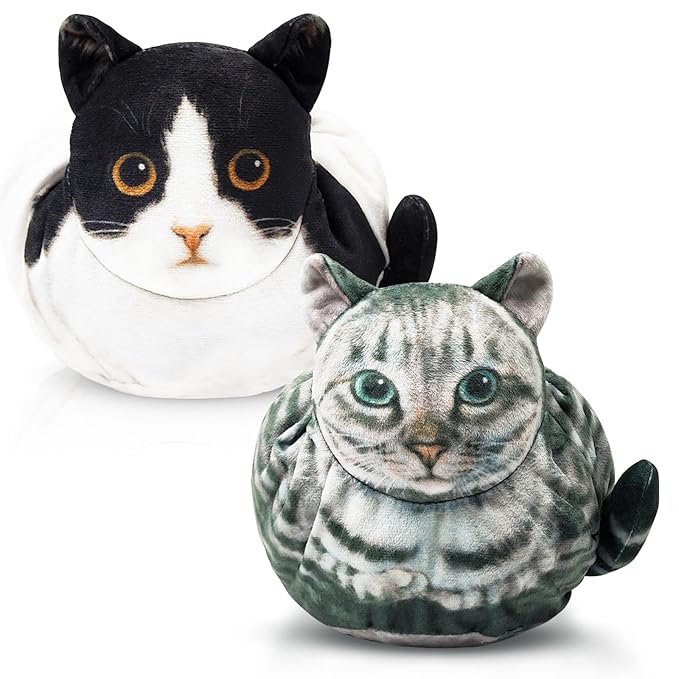 Openhaha Drawstring Cat Travel Organizer, Cosmetic Pouch - Lay Flat Makeup Bag Gifts for Cat Lovers (2-pack)