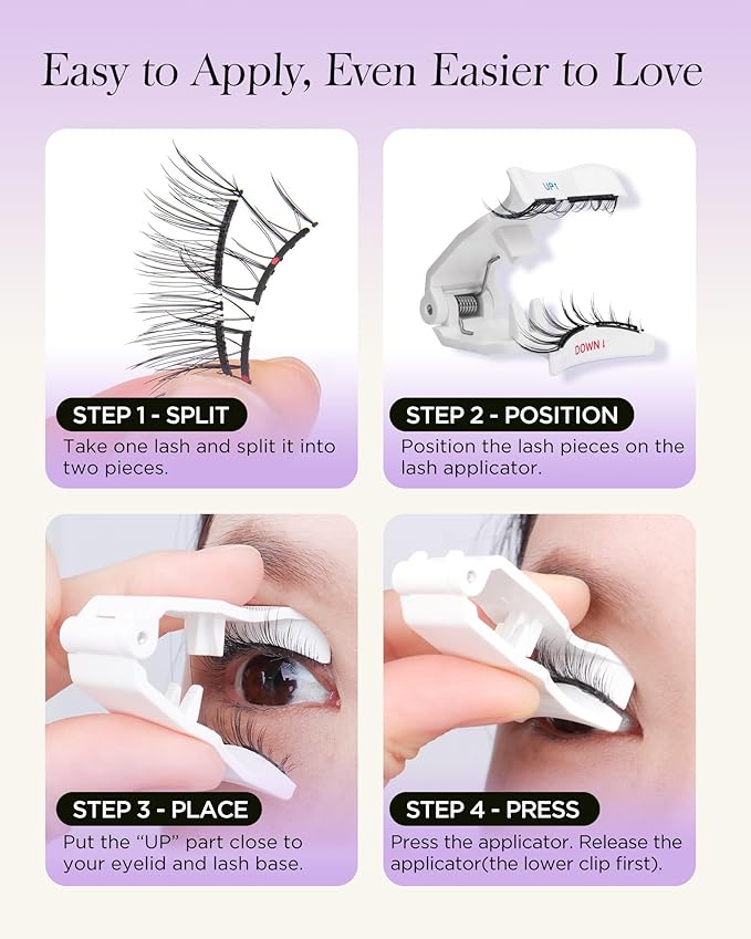 BEYELIAN Soft Magnetic Eyelashes, Reusable Magnetic Lashes with Applicator Natural Look No Glue Needed Comfortable & Secure Fit for All-Day Wear (1 Pair,SME01)