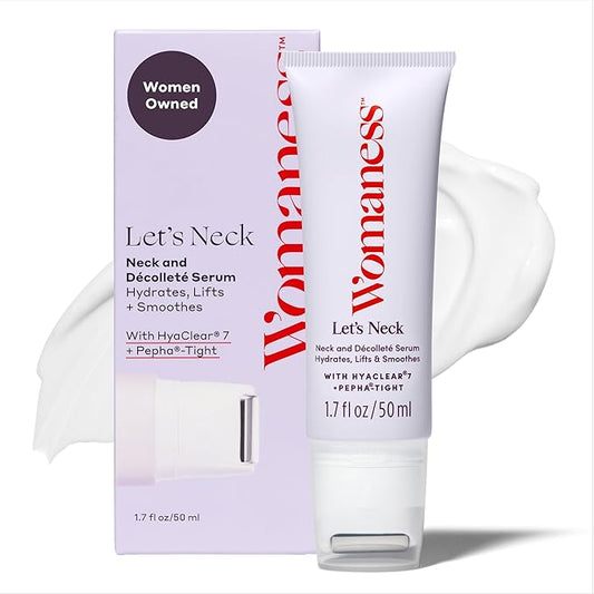 Womaness Let's Neck Firming Serum - Roll On Neck Creams for Tightening and Firming - Daily Crepey Skin Treatment to Smooth Neck Wrinkles & Sagging Skin - Hydrate, Tighten and Lift (50ml)