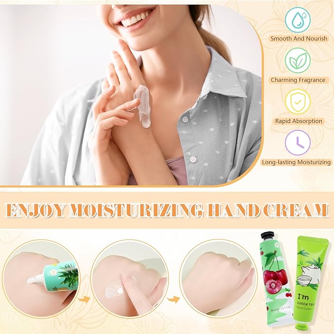 12 Pack Hand Cream for Women, Mini Hand Lotion Travel Size for Dry Cracked Care, Moisturizer Gifts Set for Mother, Girl, Teacher Appreciation and Bridesmaid Present