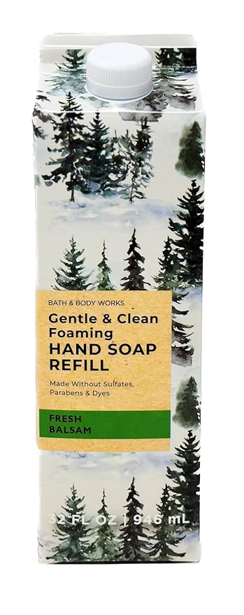 Bath + Body Works Gentle Foaming Hand Soap Refill - XL Size - 32 oz Compatible with all Bath & Body Works Gentle Foaming Hand Soap Bottles (Fresh Balsam)