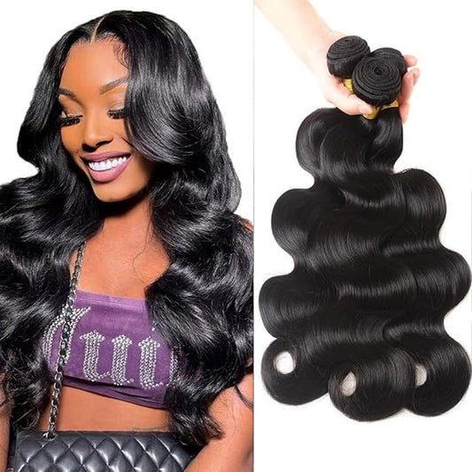 12A Human Hair Bundles 18 20 22 Inch Body Wave Bundles Human Hair 100% Unprocessed Brazilian Virgin Hair 3 Bundles Deals Weave Extensions Real Human Hair Natural Black Color Bundle