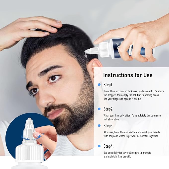 5% Minoxidil for Men Hair with Biotin, Minoxidil for Women,Tecflox Minoxidil Beard Growth Oil, Minoxidil Hair Growth Serum for Men,4-Pack,Total 8Fl Oz for 8 Months, Hair Growth Oil(White)