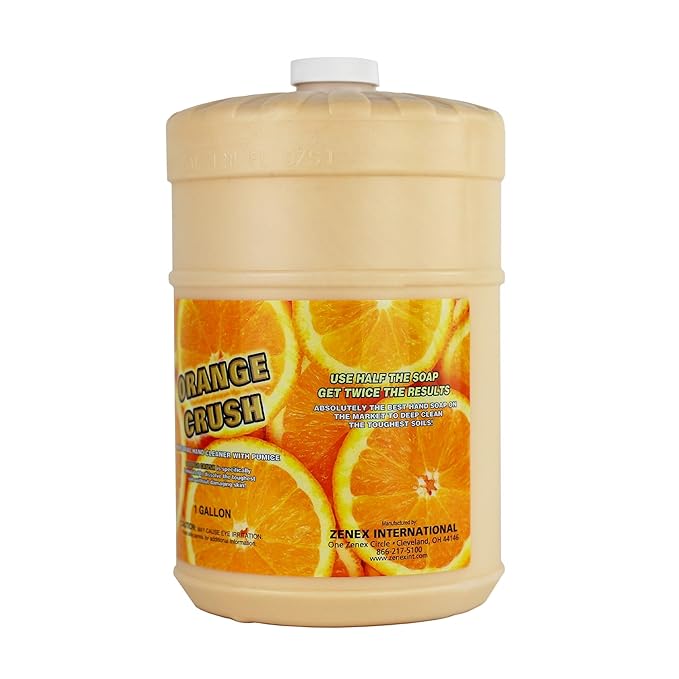 Zenex Orange Crush Hand Soap with Pumice and Skin Conditioners - Industrial Hand Cleaner | Citrus Crème Scent | Dissolve Tough Soils | Does Not Dry Out Skin | 1 Gallon (1-Pack)