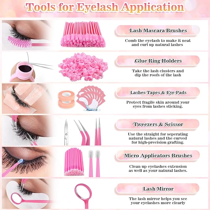 EyeLash Extension Kit for Beginners, Professional Lash EyeLash Extension Practice Kit with Everything, Mannequin Head, Eye Lashes Glue, Lash Kit for Eyelash Extensions Beginners Training