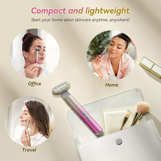 7 in 1 Red-Light-Therapy,Red Light Therapy for Face Eye Skincare Equipment at Home,Red for Skincare & Blue Rejuvenation Tool (Gradient Purple Pink)