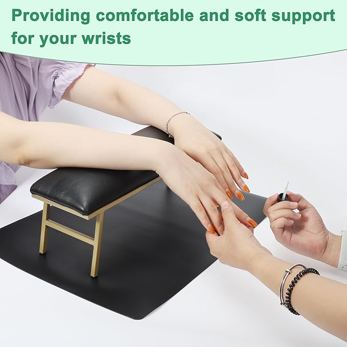 VOCOSTE 1 Set Arm Rest for Nails Tech, Non-Slip Nail Arm Rest, Manicure Hand Rest with Nail Table Mat, Hand Rest for Nails Tech, Nail Hand Rest, Black