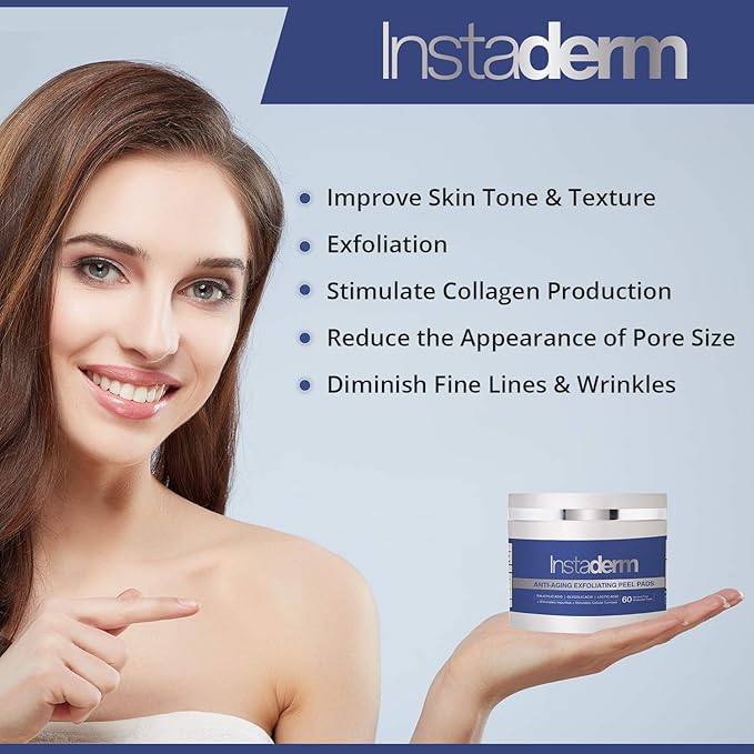 Anti-Aging Exfoliating Peel Pads – Smooth’s Fine Lines, Wrinkles, Dark Spots & Skin Roughness to Enhance the Skins Texture & Tone for Radiant Glow.