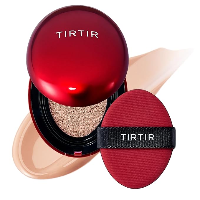 TIRTIR Mask Fit Red Cushion Foundation | Full coverage, Weightless, Skin fit, Satin Glow Finish, Korean Makeup Cushion Foundation (#22C Peach Beige, 0.63 Fl Oz)