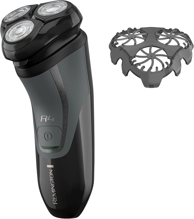 Remington R4 Style Series Rotary Shaver for Men, Flexing Technology and Sensitive Skin Comfort, Rechargeable Wet or Dry Electric Razor with Graphite Coating, Pop Up Trimmer, and Stubble Attachment