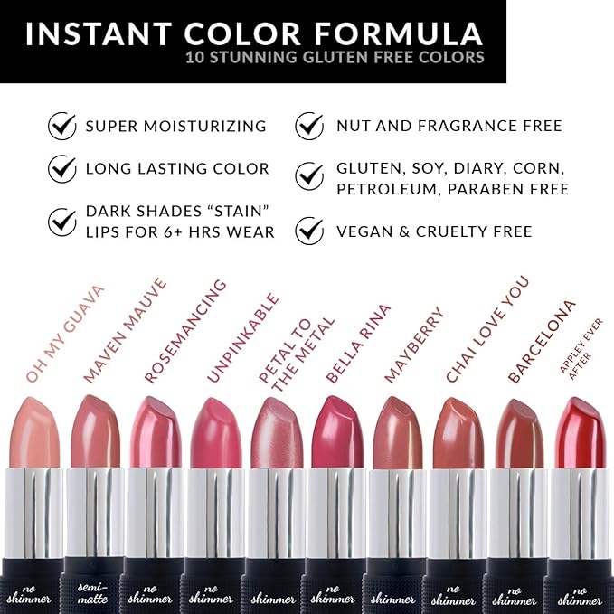 Maven Mauve Full Body Lipstick for Women - Vegan Gluten Free Organic Lipstick - Creamy Lip Color, Nourishing Lip Makeup w Vitamin E - SOFT ROSY MAUVE LIPSTICK SHADE