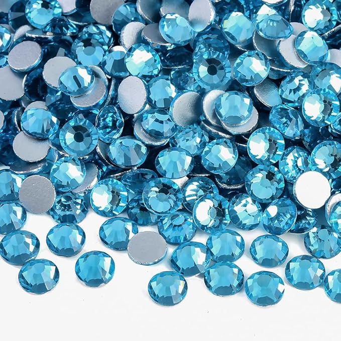 Blinginbox Flatback Rhinestones Bulk,14400pcs Crystal Round Loose Gemstones Glass Rhinestones for Crafts Makeup Nail Art Clothes Shoes DIY Decorations(SS10,2.7-2.9mm,Aquamarine)