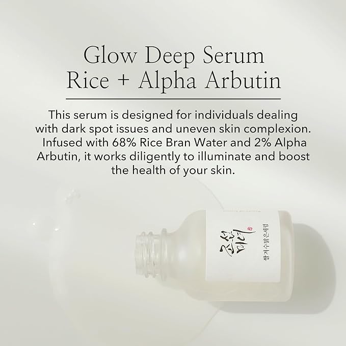 Beauty of Joseon Glow Deep Serum Rice Alpha-Arbutin Moisturizing Uneven Skin Tone Daily Korean Skin Care for Men and Women, 60ml, 2 Fl.Oz