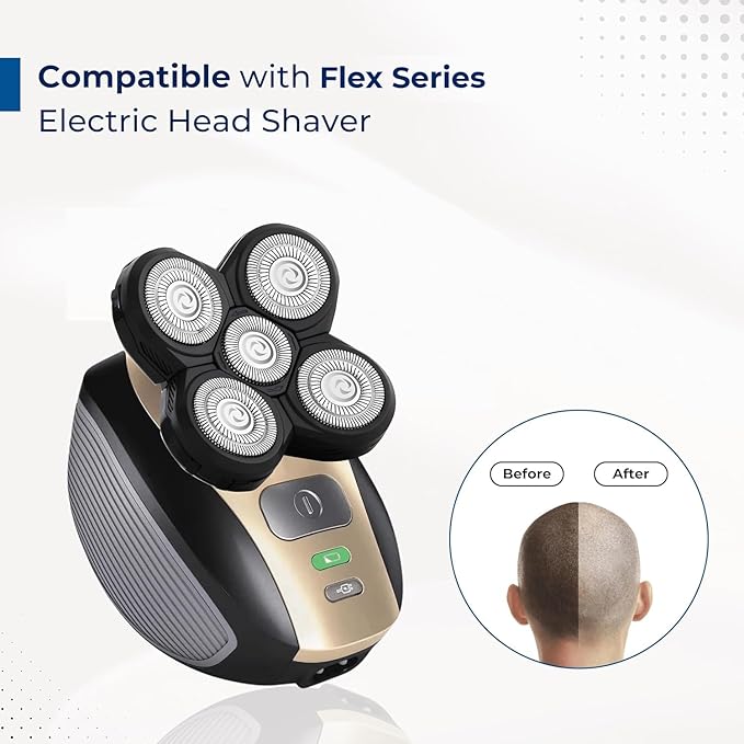 3 Pack Shaver Replacement Blades Compatible with Freedom Head Shaver Kit, 5 Blades Shaver Replacement Heads for Head Shavers for Bald Men, Replacement Blades for Head Electric Razor Shaving, 3 Brush