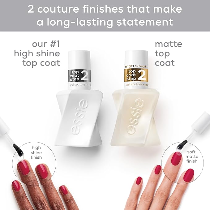 Essie Gel Couture Longwear Top Coat Duo Set, Glossy High Shine Chip-Resistant Gel-Like Top Coat, Gifts For Women And Men, 0.92 Fl Oz
