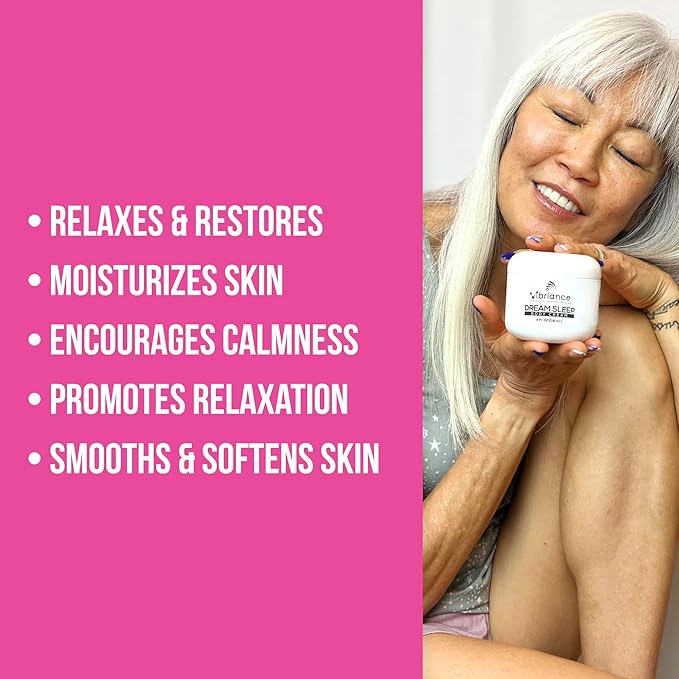 Vibriance Dream Sleep Body Cream, 4 fl oz - Fluffy Full Moisturizer for Dry Skin, Relaxation and Rejuvenation with Therapeutic Ingredients, Soothing Vanilla Aromatics