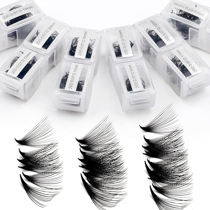 1200 Fans Lash Extension Premade Fans Eyelash Extensions 9-20mm Mixed 20D Eyelash Extension C Curl Pointed Base Volume Lash Extensions Handmade Lash Extensions(1200PCS-20D-0.07-C, 9-20mm mixed tray)