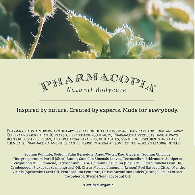 Pharmacopia Verbena Body Bar - Aromatherapy, Cruelty-Free & Vegan, Natural & Organic Soap with Moisturizing Shea Butter - Verbena Bar Soap with Orange, and Lemon Essential Oils, 4.4 oz, Pack of 3