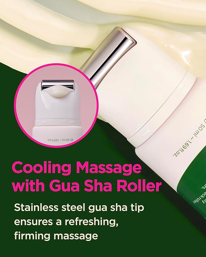 CKD Retinol Collagen Neck Cream with Gua Sha Massage Roller - Anti Aging Firming Cream for Neck & Jawline Lifting, Double Chin, and Décolleté Wrinkle Care. Korean Skincare. 1.69 fl oz