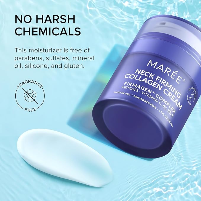 MAREE Neck Cream - Neck Creams for Tightening and Firming with Hyaluronic Acid - Face Moisturizer for Women - Skin Care Tighten and Lift - Facial Lifting - Anti Aging & Wrinkles Treatment - 1.7 fl oz