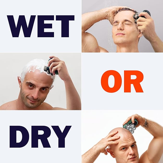 7D Head Shavers for Bald Men - Toncoke Detachable Electric Razor Grooming Kit with Nose Hair Trimmer, IPX6 Waterproof Wet Dry Use LED Display USB-C Rechargeable 6-in-1 Rotary Shaver for Smooth Shaving