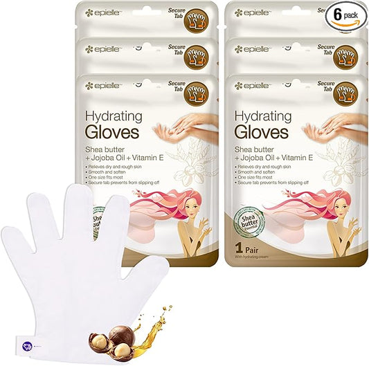 Epielle Hydrating Hand Masks, 6 Pairs of Moisturizing Gloves for Dry Hands with Shea Butter, Jojoba Oil & Vitamin E, Spa Day Treatment, Korean Skincare, Easter Gift, Mother’s Day Gifts