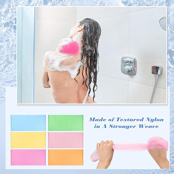 36 Pieces Exfoliating Washcloth Towel African Bath Net Sponge Japanese Washcloth Nylon Bath Towel Korean Body Scrubber Back Exfoliating Wash Cloths Loofah for Women and Men