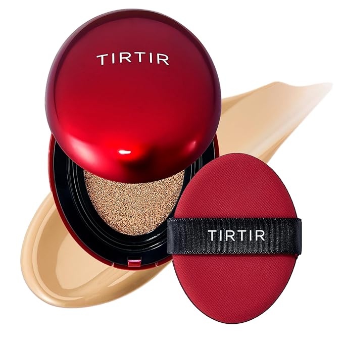 TIRTIR Mask Fit Red Cushion Foundation | Full coverage, Weightless, Skin fit, Satin Glow Finish, Korean Makeup Cushion Foundation (#28N Oat, 0.63 Fl Oz)