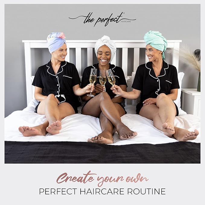 THE PERFECT HAIRCARE Microfiber Hair Towel Wrap for Women - Absorbent Quick Drying Turban for Wet, Curly, and Long Hair for Women, Girls, and Kids - Anti Frizz White