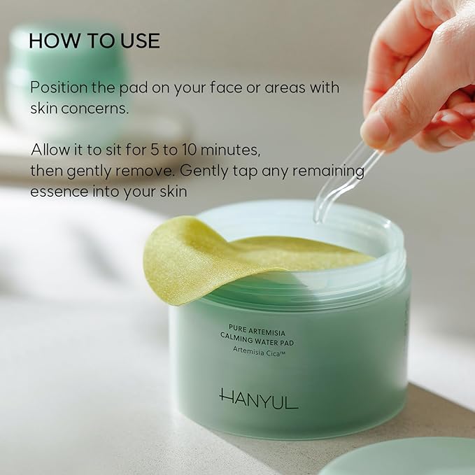 HANYUL Pure Artemisia (Mugwort) Calming Toner Pads | Deep Moisturizing and Quick Soothing, Herb Extracts with CICA, Korean Pre-Makeup Skincare, Redness Relief Masks, 60 Sheets, 5.74 Fl Oz