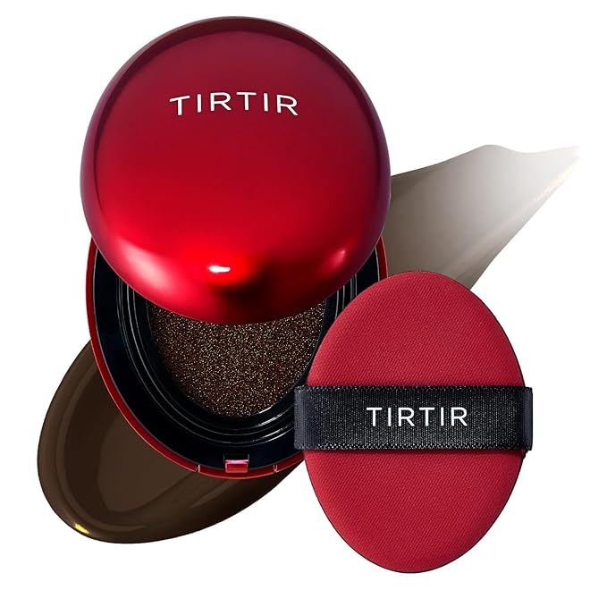 TIRTIR Mask Fit Red Cushion Foundation | Full coverage, Weightless, Skin fit, Satin Glow Finish, Korean Makeup Cushion Foundation (#55N Espresso, 0.63 Fl Oz)