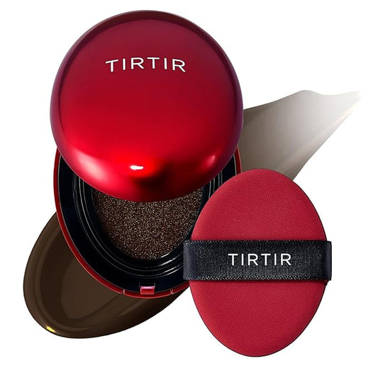 TIRTIR Mask Fit Red Cushion Foundation | Full coverage, Weightless, Skin fit, Satin Glow Finish, Korean Makeup Cushion Foundation (#55N Espresso, 0.63 Fl Oz)