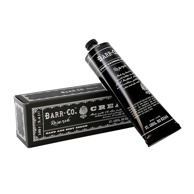 BARR-CO. Reserve Hand & Body Cream, Woody Patchouli & Nicotene Aroma, Body Cream for Dry Cracked Skin, Suitable for Aging Crepey Skin, Moisturizing Shea Butter Cream, 3.4 oz
