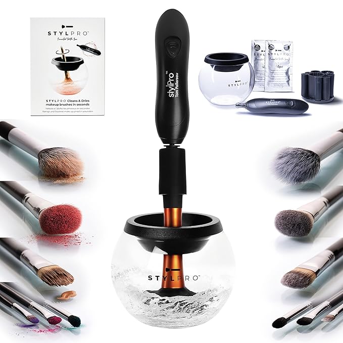 Stylideas Stylpro Original Makeup Brush Cleaner and Dryer - Clean and Dry Makeup Brushes in 30 Seconds - Removes Dirt, Pollutants, and Stains - 1 pc.